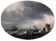 VLIEGER, Simon de Stormy Sea ewt oil on canvas